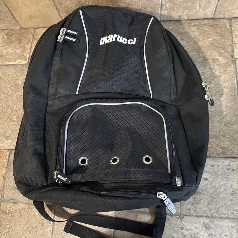 Marucci Black Baseball Softball Backpack Bat Equipment Bag Sports Pack
